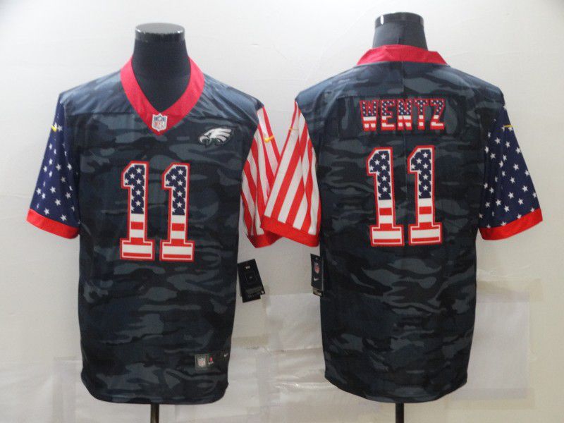 Men Philadelphia Eagles 11 Wentz Camouflage national flag Nike Limited NFL Jersey